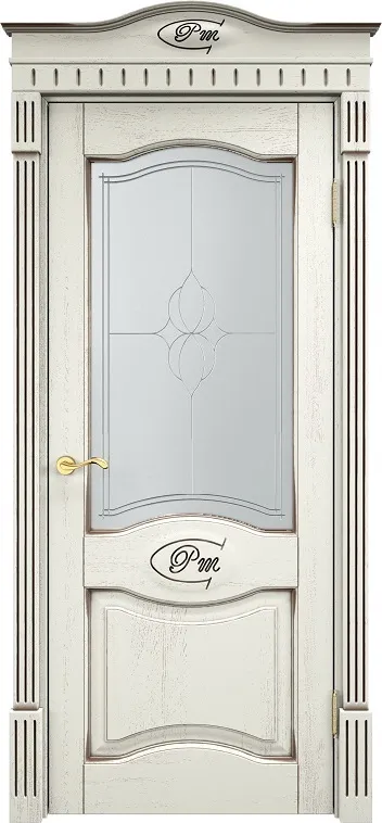 Двери в интерьере - Дверь ПМЦ массив дуба Д3 эмаль F120 с черной патиной, стекло 3-3