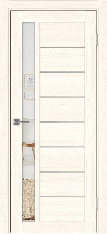 Двери в интерьере - Дверь Эко 554.21 АПП ясень светлый молдинг SC, зеркало с 2-х сторон