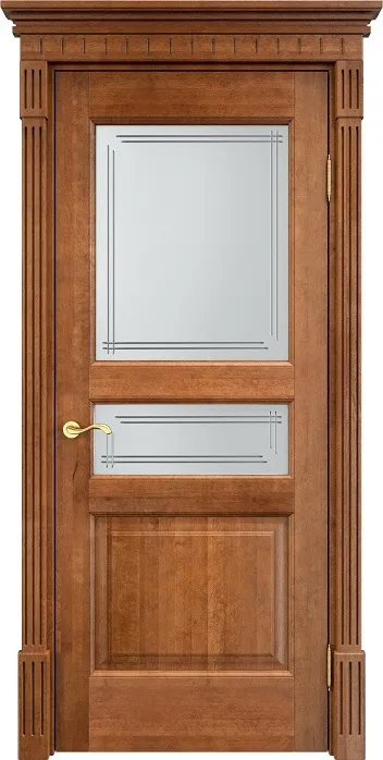 Двери в интерьере - Дверь ПМЦ массив ольхи ОЛ5 орех 10%, стекло 5-4