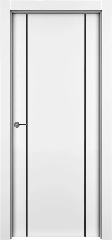 Двери в интерьере - Дверь 1001-М2 эмаль белая, молдинг черный, глухая