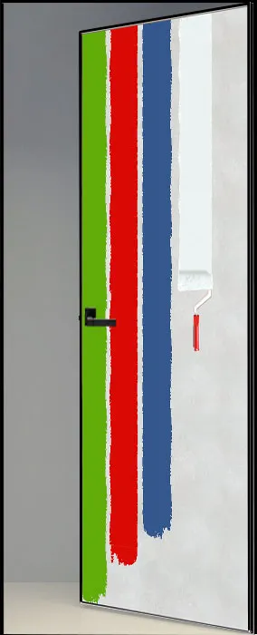Двери в интерьере - Дверь скрытая с отделкой эмаль по NCS ИУ2, 2,4 м, кромка AL black, revers, 59 мм