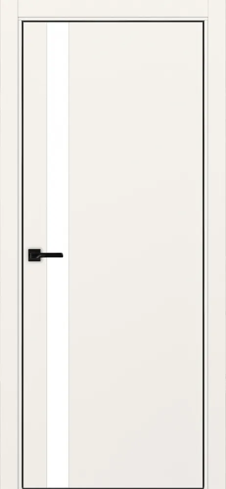 Двери в интерьере - Дверь Эко 211 бежевый, кромка AL черная SB с 4-х сторон, lacobel белый