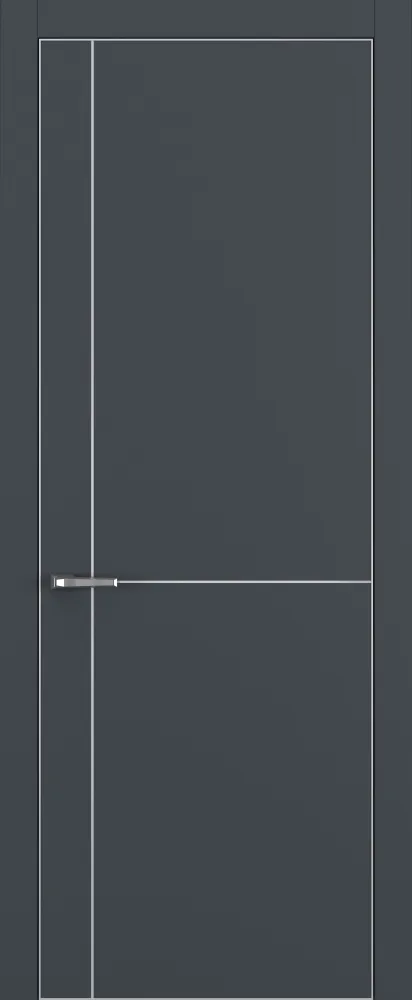 Двери в интерьере - Дверь Z K17 полипропилен  графит премьер, ALU кромка хром, молдинг серебро, глухая