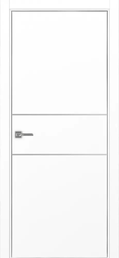 Двери в интерьере - Дверь Эко 203 белый снежный молдинг SC, кромка AL хром SC с 4-х сторон, глухая