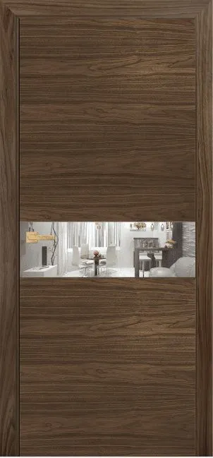 Двери в интерьере - Дверь Оникс Соло американский орех, глухая с вставкой зеркала