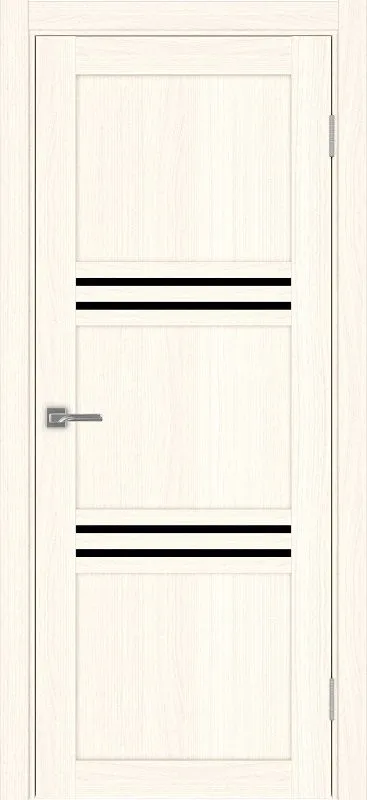Двери в интерьере - Дверь Эко 553.12 ясень светлый, lacobel черный