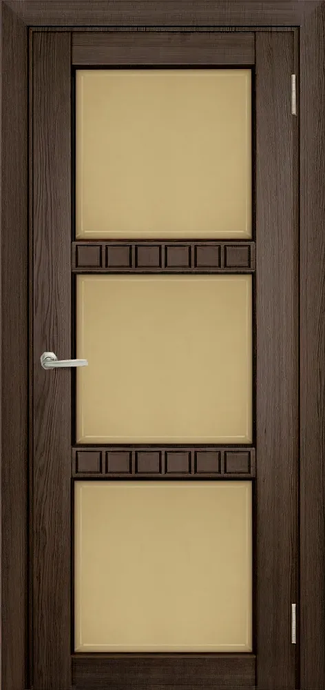 Двери в интерьере - Дверь Берест массив сосны Браво кофе, фреза кубик, стекло бронза