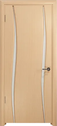 Двери в интерьере - Дверь Арт Деко Вэла-2 беленый дуб, триплекс белый
