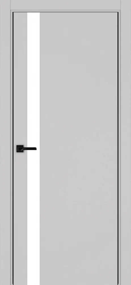 Двери в интерьере - Дверь Эко 211 пепельный, кромка AL черная SB с 2-х сторон, lacobel белый
