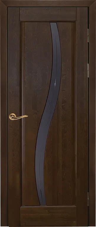 Двери в интерьере - Дверь ОКА массив ольхи Соло античный орех, стекло графит с фрезеровкой