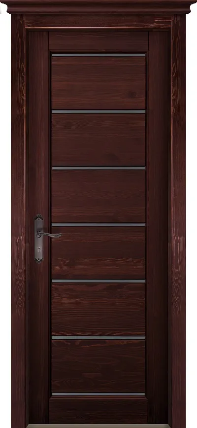 Двери в интерьере - Дверь ОКА браш массив сосны Премьер плюс (ПЧО) махагон, стекло матовое белое