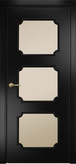 Двери в интерьере - Дверь Оникс Валенсия эмаль черная по МДФ, сатинат бронза