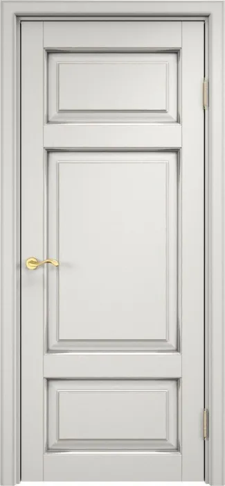 Дверь ПМЦ массив ольхи ОЛ55 белый грунт с патиной серебро, глухая