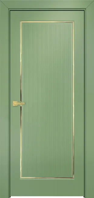 Двери в интерьере - Дверь Оникс Сиэтл 1 эмаль RAL 6021 молдинг золото, глухая
