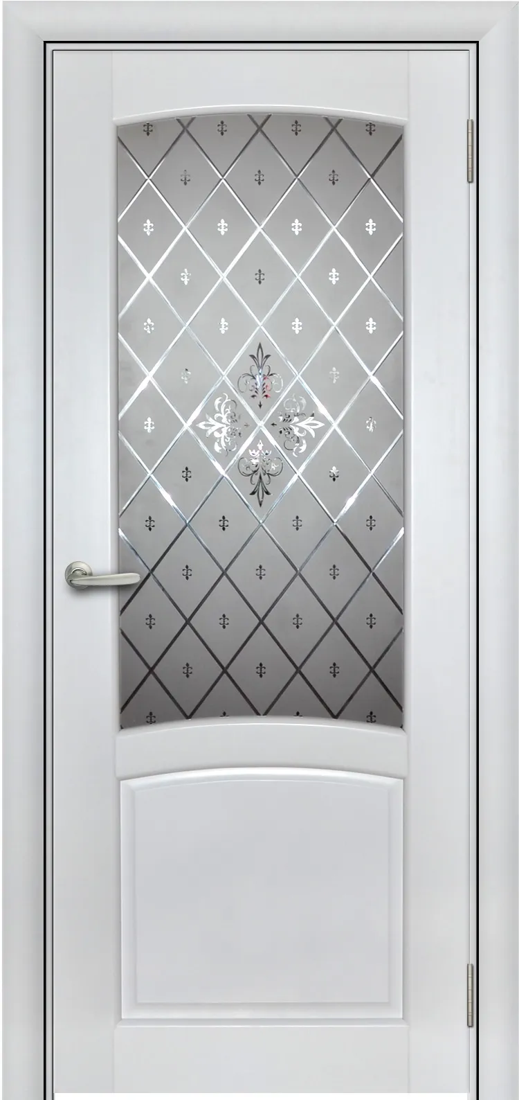Дверь Берест массив сосны Венеция-3 эмаль белая, стекло венеция