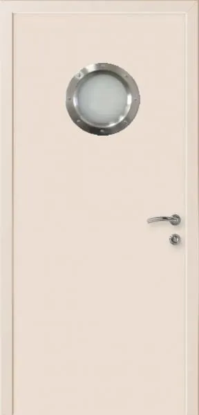 Дверь с иллюминатором влагостойкая композитная Капель кремовый