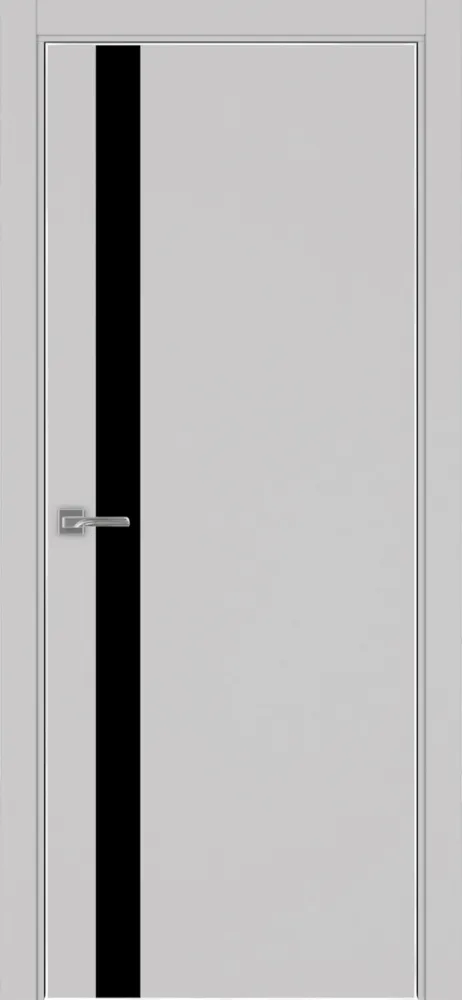 Двери в интерьере - Дверь Эко 211 пепельный, кромка AL хром SC с 4-х сторон, lacobel черный