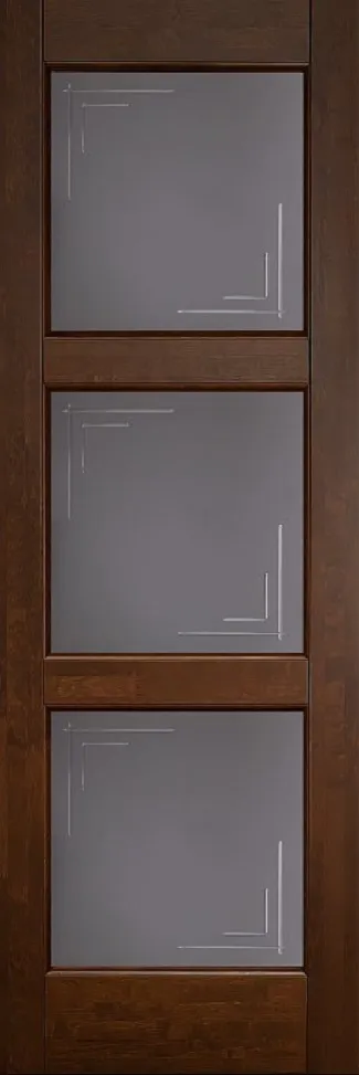Двери в интерьере - Дверь ОКА массив ольхи Турин античный орех, стекло графит с фрезеровкой