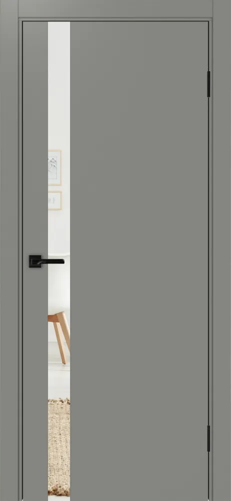 Двери в интерьере - Дверь Эко 211 серый, кромка ABS, зеркало