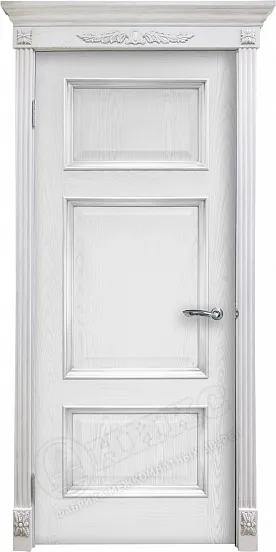 Дверь Оникс Прованс эмаль белая патина серебро, глухая