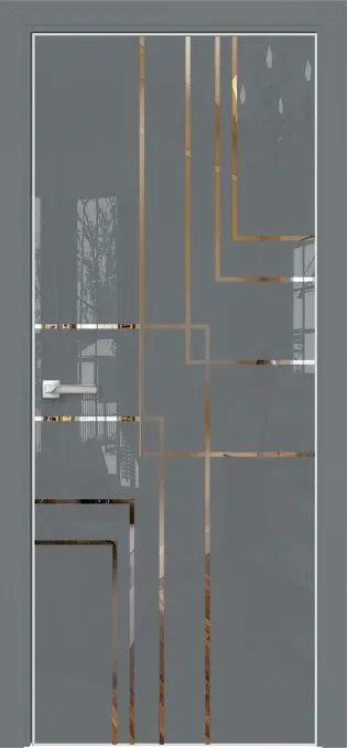 Двери в интерьере - Дверь Оникс Арт, лакобель серый RAL 7040, зеркало №13
