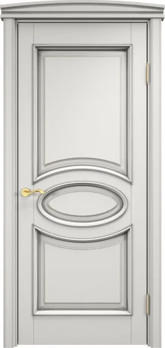 Дверь ПМЦ массив ольхи ОЛ26 белый грунт с патиной серебро, глухая