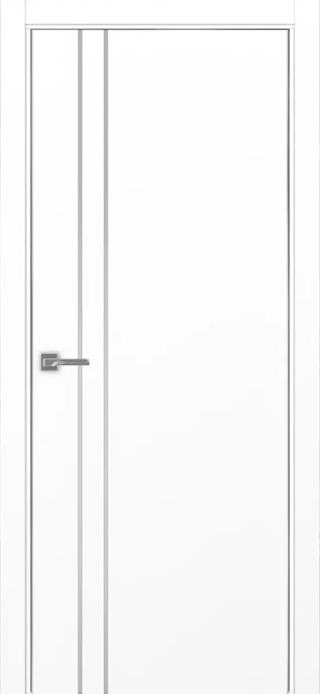 Двери в интерьере - Дверь Эко 205 белый снежный молдинг SC, кромка AL хром SC с 2-х сторон, глухая