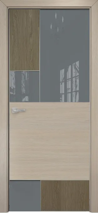 Двери в интерьере - Дверь Оникс New York дуб кофейный/мокко, глухая с вставкой лакобель RAL 7040