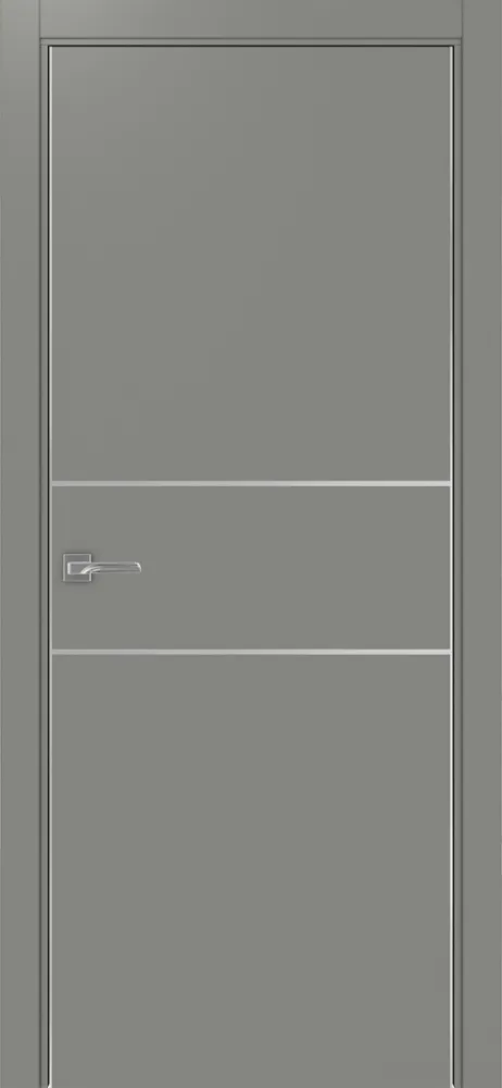 Двери в интерьере - Дверь Эко 203 серый молдинг SC, кромка AL хром SC с 2-х сторон, глухая