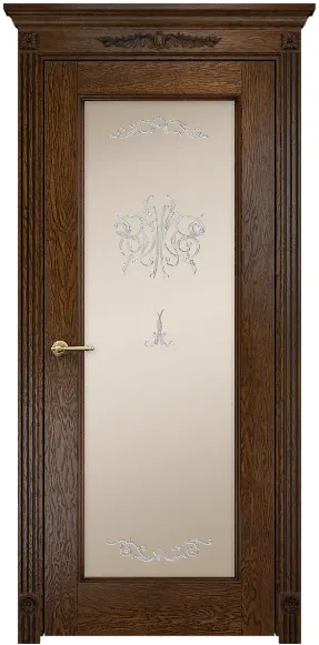 Двери в интерьере - Дверь Оникс Италия 1 дуб коньячный, сатинат бронза контурный витраж №2