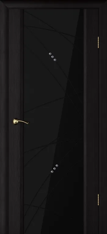 Двери в интерьере - Дверь Текона шпон Страто 02 черный тонированный дуб, гравировка Роса триплекс черный