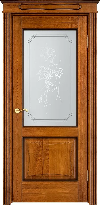 Дверь Итальянская Легенда массив дуба Д6 медовый с патиной орех, стекло 6-2