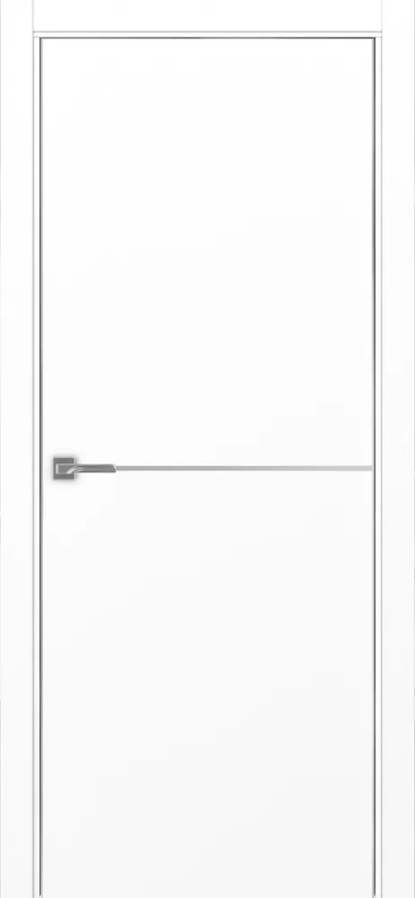 Двери в интерьере - Дверь Эко 202 белый снежный молдинг SC, кромка AL хром SC с 2-х сторон, глухая