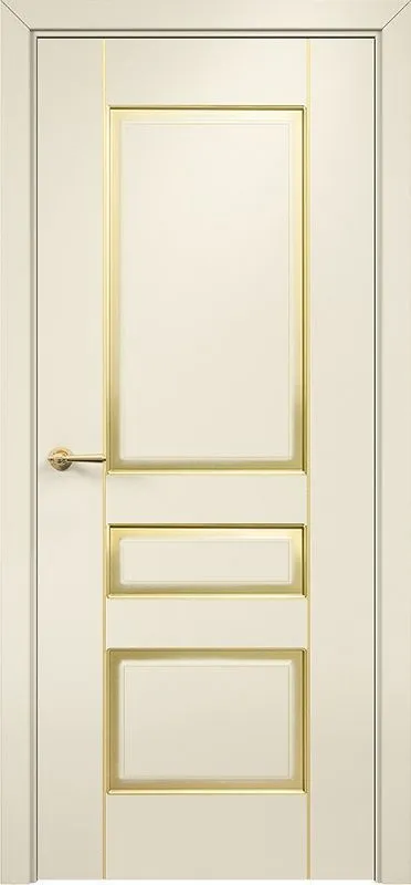 Двери в интерьере - Дверь Оникс Версаль фрезерованная №2 эмаль слоновая кость патина золото по фрезе, глухая