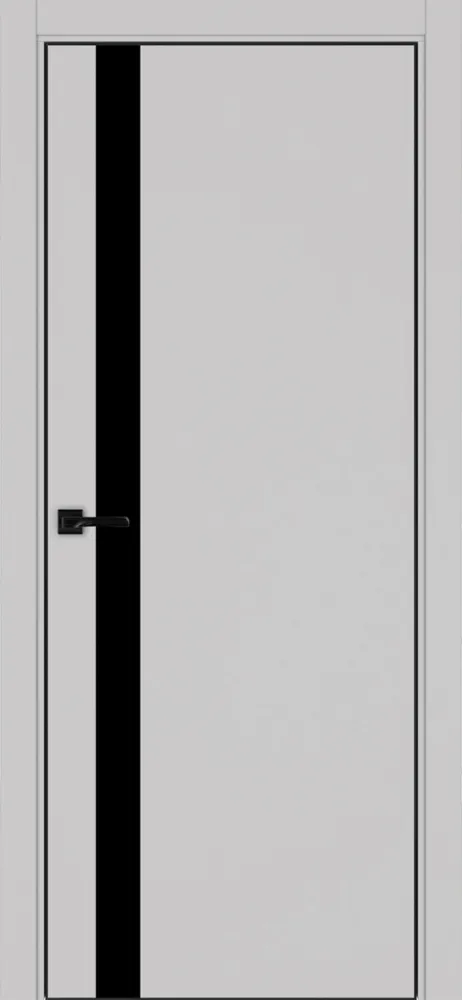 Двери в интерьере - Дверь Эко 211 пепельный, кромка AL черная SB с 4-х сторон, lacobel черный