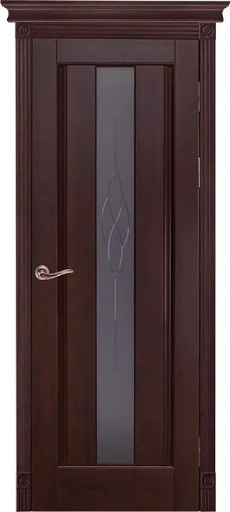 Дверь ОКА массив ольхи Версаль махагон, стекло графит с фрезеровкой
