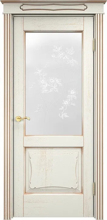 Двери в интерьере - Дверь ПМЦ массив дуба Д6 эмаль F120 с золотой патиной, стекло 6-6