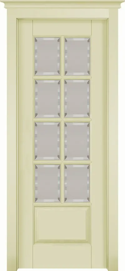 Двери в интерьере - Дверь ДР массив ольхи Лондон эмаль слоновая кость, мателюкс с фацетом