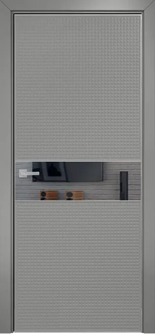 Двери в интерьере - Дверь Оникс Вирджиния эмаль RAL 7036, глухая с зеркальной вставкой