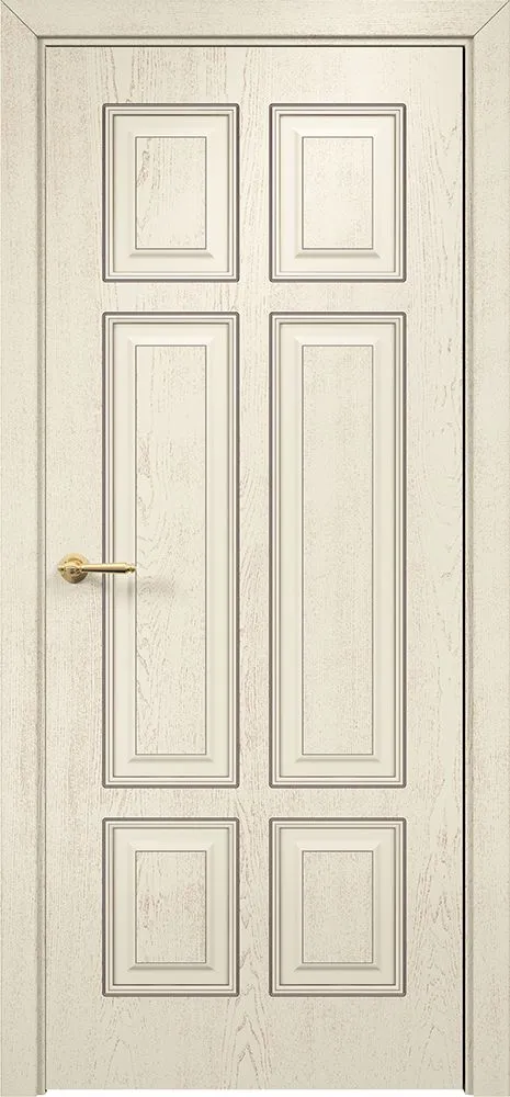 Двери в интерьере - Дверь Оникс Гранд фрезерованная эмаль слоновая кость патина коричневая, глухая