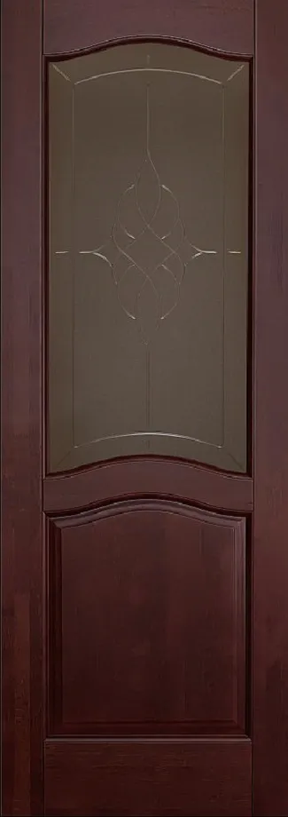 Двери в интерьере - Дверь ОКА массив ольхи Лео махагон, стекло графит с фрезеровкой