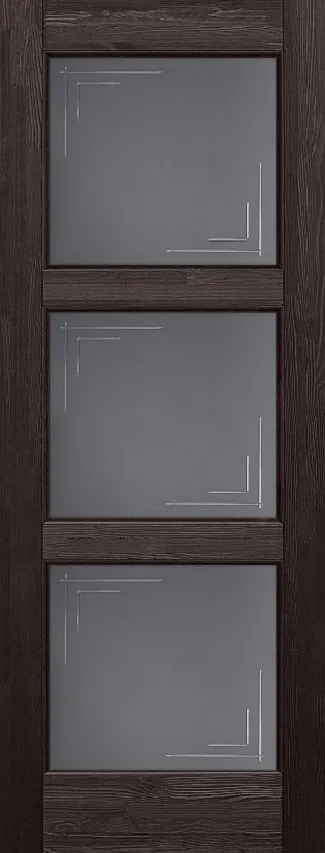 Двери в интерьере - Дверь ОКА браш массив сосны Турин венге, стекло графит