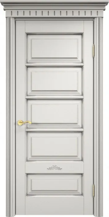 Дверь Итальянская Легенда массив ольхи ОЛ44 белый грунт с патиной серебро, глухая. Фото №2