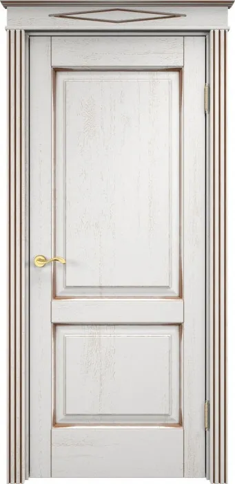 Дверь ПМЦ массив дуба Д13 белый грунт с патиной орех, глухая. Фото №2