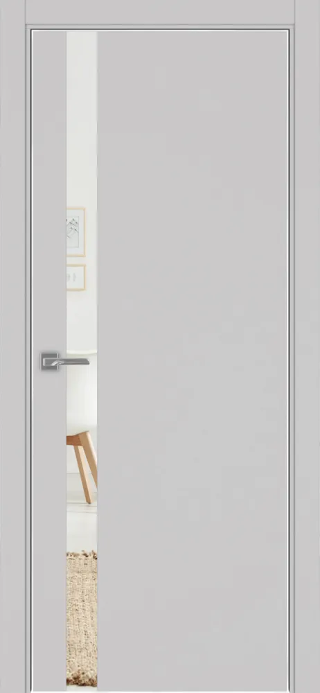 Двери в интерьере - Дверь Эко 211 пепельный, кромка AL хром SC с 4-х сторон, зеркало