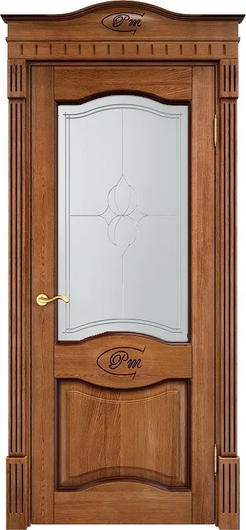 Двери в интерьере - Дверь ПМЦ массив дуба Д3 орех 10% с патиной, стекло 3-3