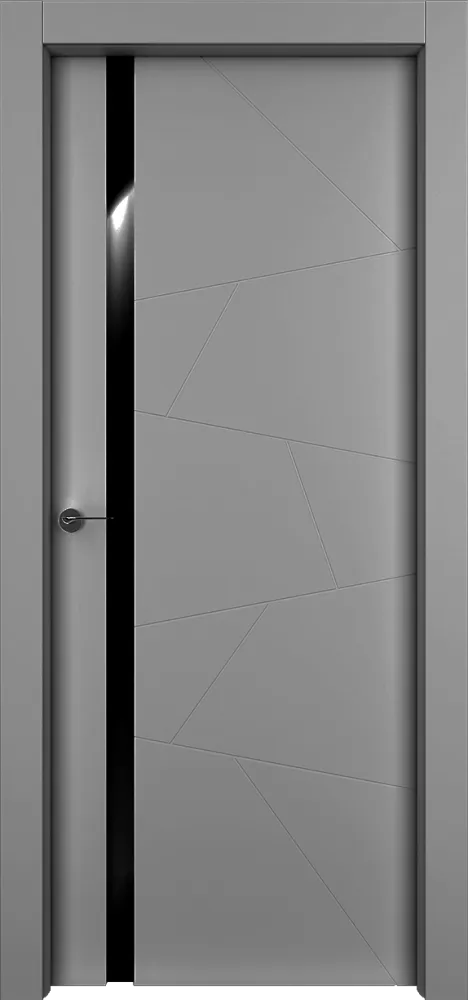 Двери в интерьере - Дверь Берг эмаль RAL 7047, триплекс черный, глухая
