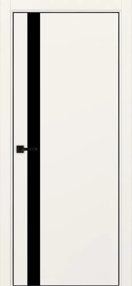 Двери в интерьере - Дверь Эко 211 бежевый, кромка AL черная SB с 4-х сторон, lacobel черный