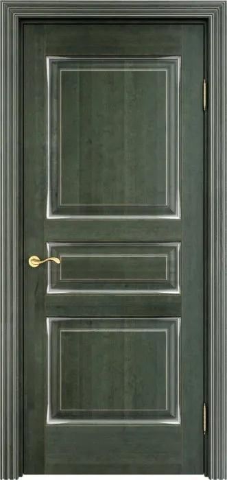 Дверь ПМЦ массив ольхи ОЛ5 зеленый с патиной серебро, глухая. Фото №2