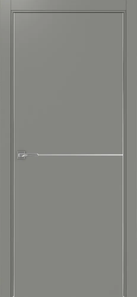 Двери в интерьере - Дверь Эко 202 серый молдинг SC, кромка AL хром SC с 2-х сторон, глухая